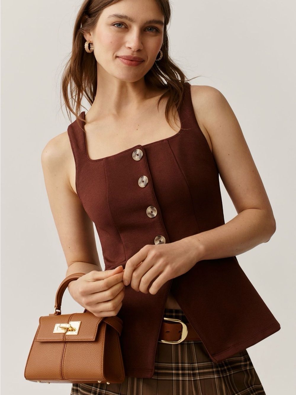 Nwt Anthropologie Maeve Structured Longline Vest Brown Size Small